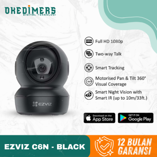 Ezviz C6N 2MP Black Smart Home Wifi IP Camera CCTV Indoor 1080p